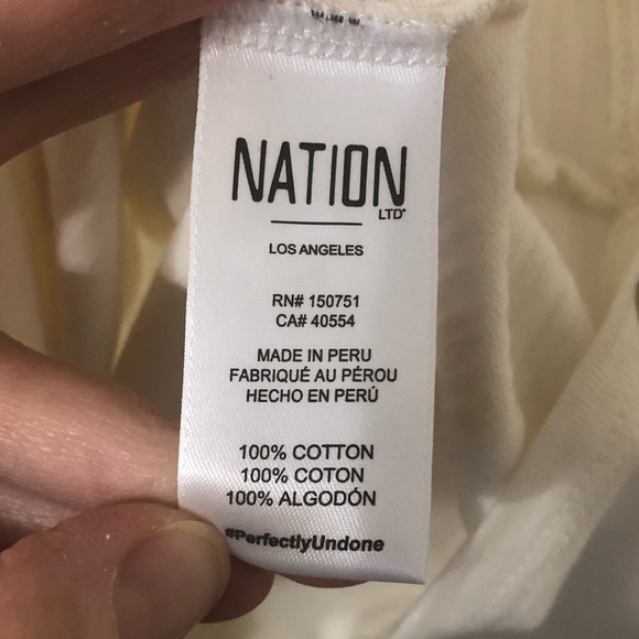Nation LTD Gracie Pintuck Combo Cotton Tee in Off White - Size Small - Picture 8 of 8
